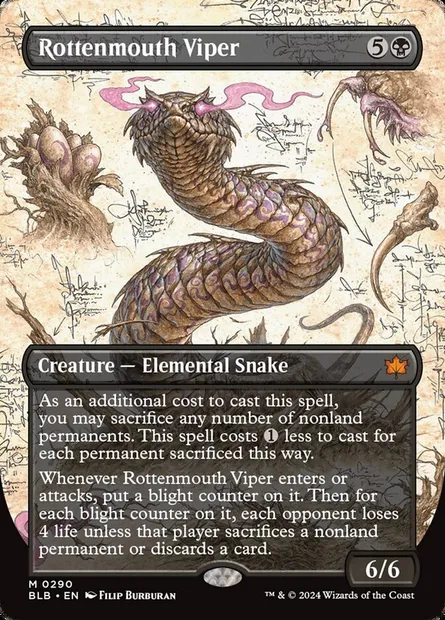 Rottenmouth Viper, Magic card BLB 290 — Bloomburrow set