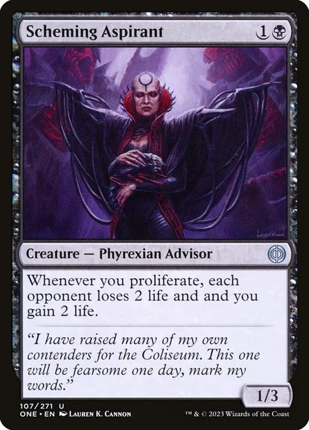 Scheming Aspirant, Magic card ONE 107 — Phyrexia: All Will Be One set