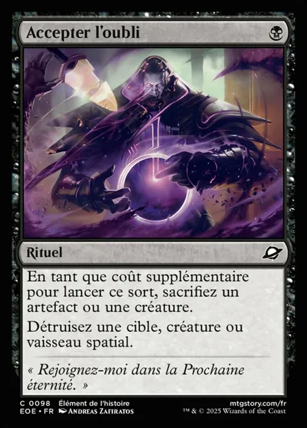 Accepter l'oubli, carte Magic EOE 98 — extension Edge of Eternities