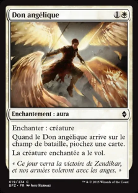 Don angélique, carte Magic BFZ 19 — extension La bataille de Zendikar