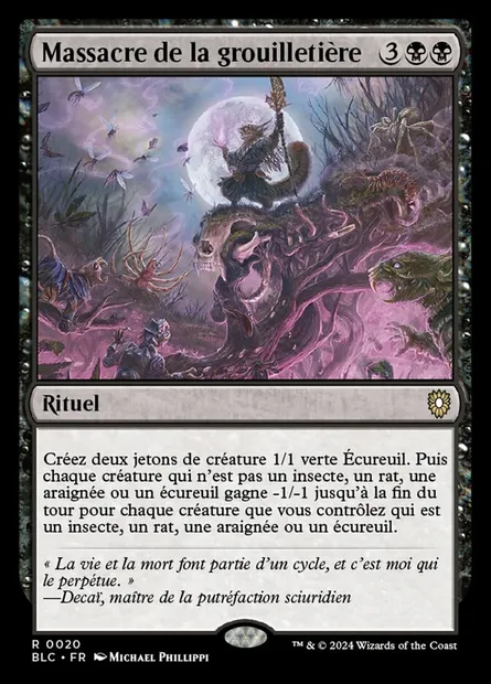 Massacre de la grouilletière, carte Magic BLC 20 — extension Bloomburrow Commander