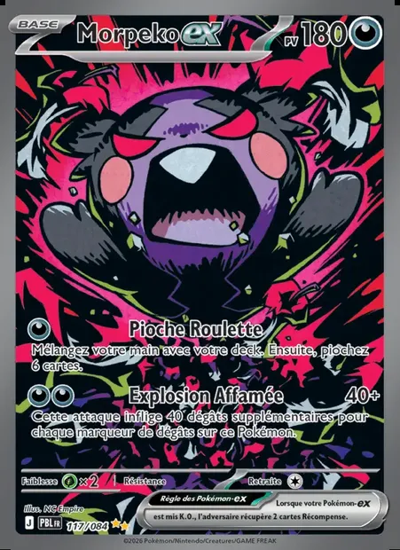 Morpeko-ex, carte Pokémon PBL 117 — extension Nuit Noire