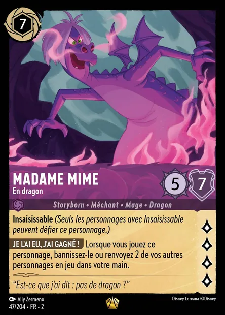 Madame Mime - En dragon, carte Disney Lorcana CH2-047 — extension L'Ascension des Floodborn