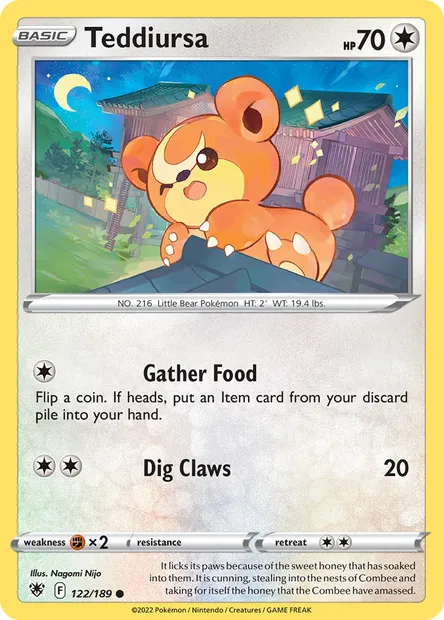 Teddiursa, Pokémon card ASR 122 — Astral Radiance set