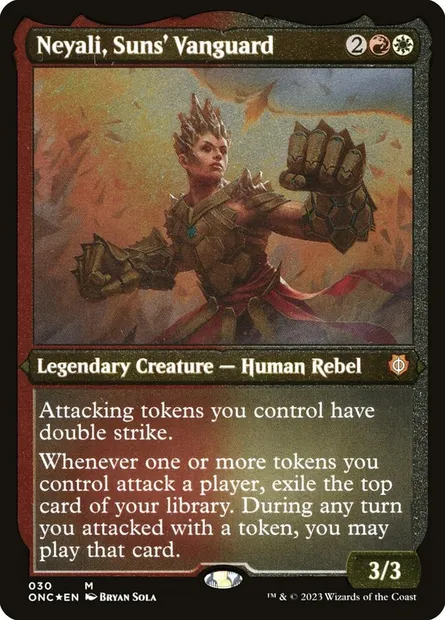 Neyali, Suns' Vanguard, Magic card ONC 30 — Phyrexia: All Will Be One Commander set