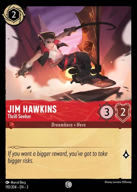 Jim Hawkins - Thrill Seeker, Disney Lorcana card CH3-110 — Into the Inklands set