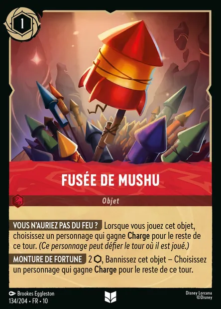 Fusée de Mushu, carte Disney Lorcana CH10-134 — extension Lueurs dans les Profondeurs