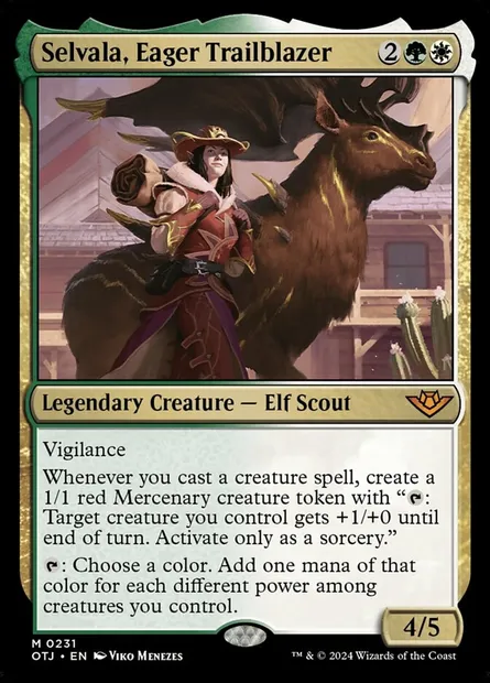 Selvala, Eager Trailblazer, Magic card OTJ 231 — Outlaws of Thunder Junction set