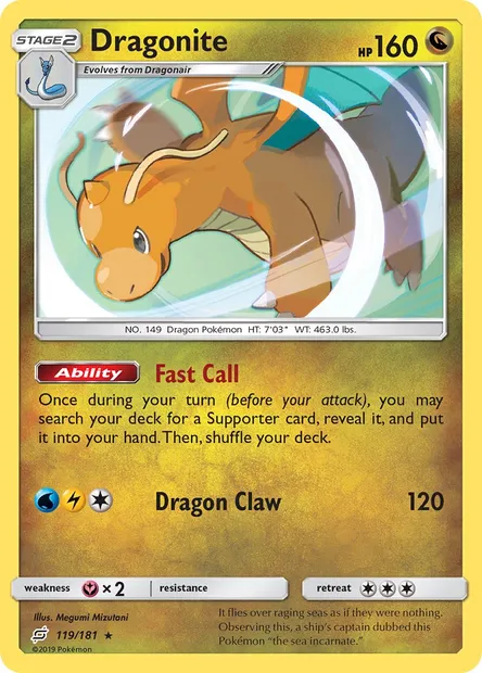 Dragonite, Pokémon card TEU 119 — Team Up set