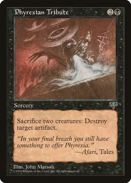 Phyrexian Tribute, Magic card MIR 134 — Mirage set