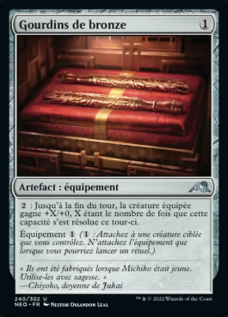 Gourdins de bronze, carte Magic NEO 240 — extension Kamigawa: La Dynastie Néon