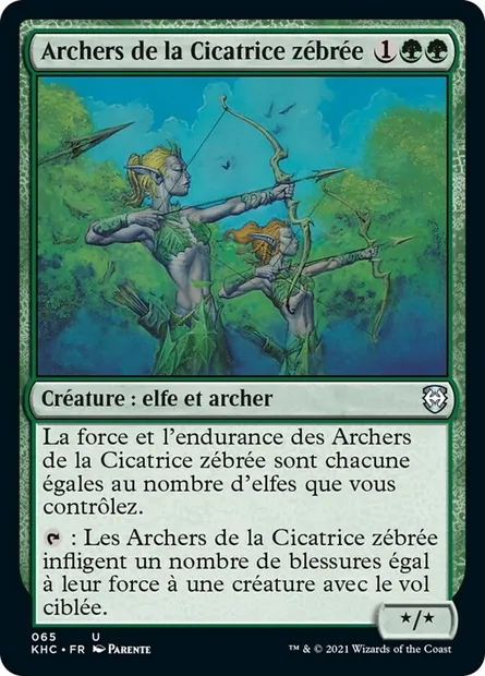Archers de la Cicatrice zébrée, carte Magic KHC 65 — extension Kaldheim Commander