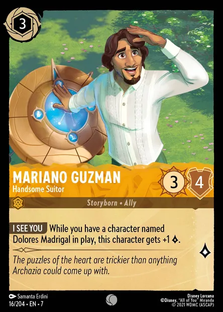 Mariano Guzman - Handsome Suitor, Disney Lorcana card CH7-016 — Archazia's Island set