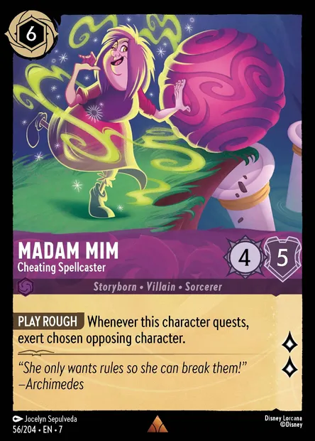 Madam Mim - Cheating Spellcaster, Disney Lorcana card CH7-056 — Archazia's Island set