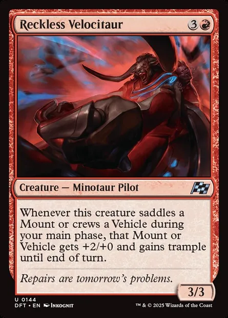 Reckless Velocitaur, Magic card DFT 144 — Aetherdrift set