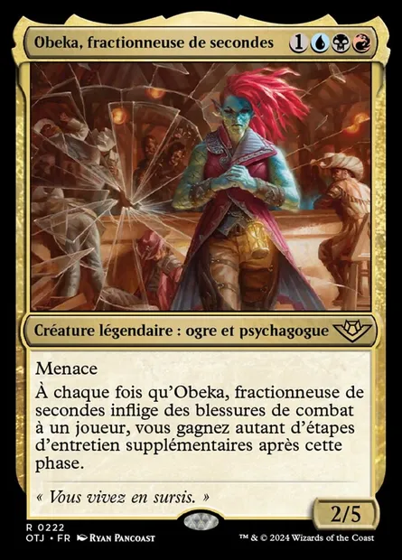 Obeka, fractionneuse de secondes, carte Magic OTJ 222 — extension Outlaws of Thunder Junction