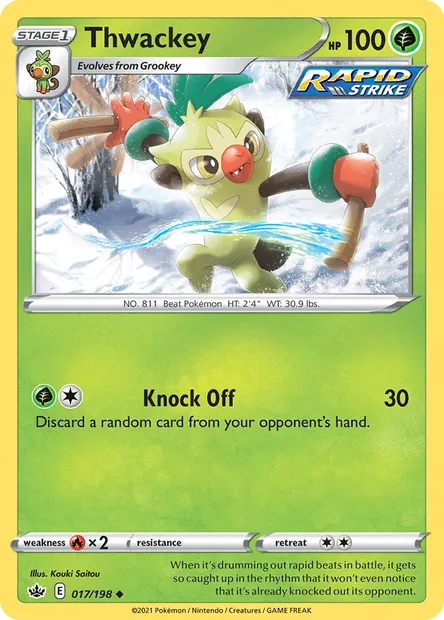 Thwackey, Pokémon card CRE 17 — Chilling Reign set