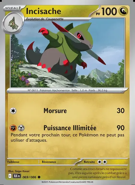 Incisache, carte Pokémon BLK 069 — extension Foudre Noire