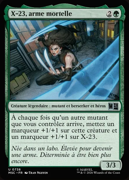 X-23, arme mortelle, carte Magic MSC 738 — extension Marvel Super Heroes Commander