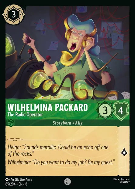 Wilhelmina Packard - The Radio Operator, Disney Lorcana card CH8-085 — The Reign of Jafar set
