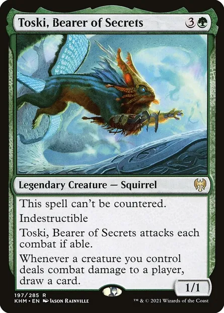Toski, Bearer of Secrets, Magic card KHM 197 — Kaldheim set