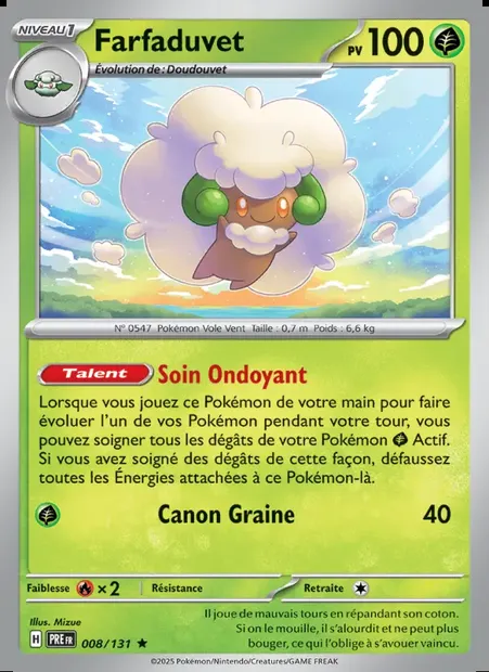 Farfaduvet, carte Pokémon PRE 008 — extension Évolutions Prismatiques
