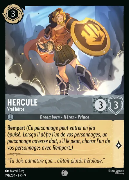 Hercule - Vrai héros, carte Disney Lorcana CH9-191 — extension Fabuleux