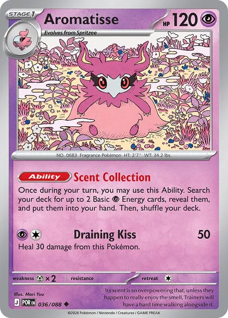 Aromatisse, Pokémon card POR 036 — Perfect Order set