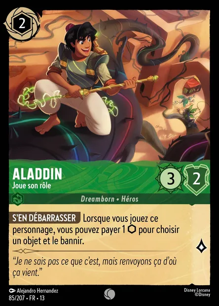 Aladdin - Joue son rôle, carte Disney Lorcana CH13-085 — extension Invasion Epineuse!