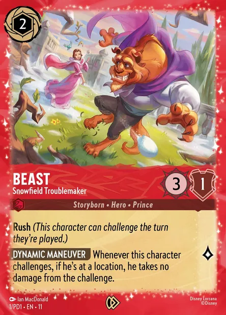 Beast - Snowfield Troublemaker, Disney Lorcana card PD1-001 — PD1 set