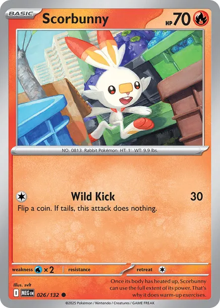 Scorbunny, Pokémon card MEG 026 — Mega Evolution set