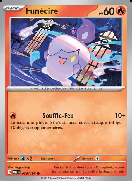 Funécire, carte Pokémon OBF 036 — extension Flammes Obsidiennes
