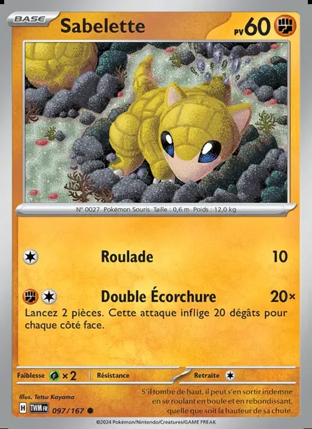 Sabelette, carte Pokémon TWM 097 — extension Mascarade Crépusculaire