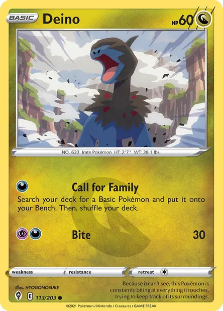 Deino, Pokémon card EVS 113 — Evolving Skies set