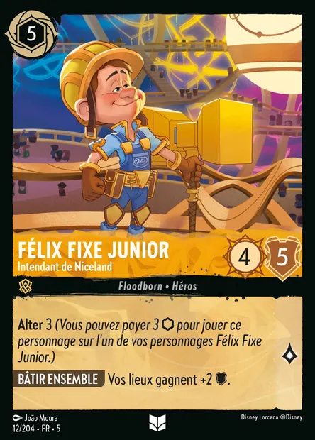 Félix Fixe Junior - Intendant de Niceland, carte Disney Lorcana CH5-012 — extension Ciel Scintillant