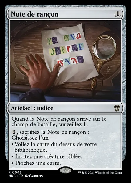 Note de rançon, carte Magic MKC 46 — extension Murders at Karlov Manor Commander