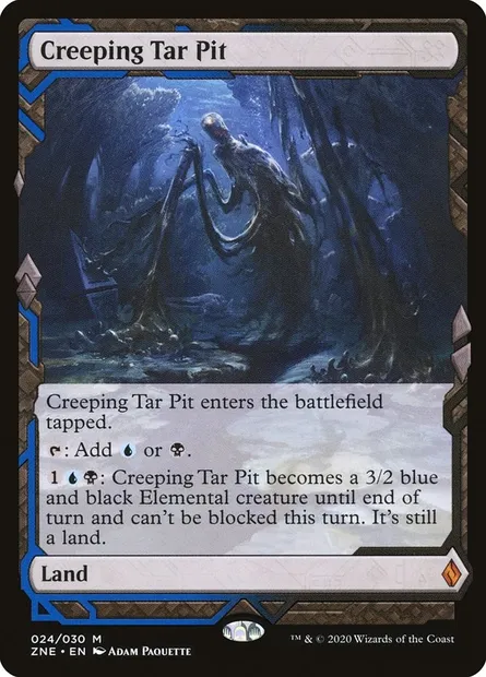 Creeping Tar Pit, Magic card ZNE 24 — Zendikar Rising Expeditions set