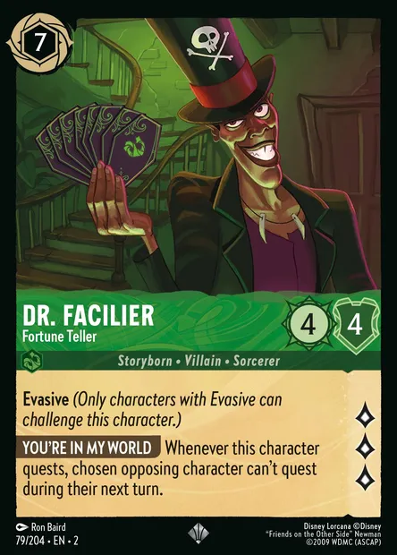 Dr. Facilier - Fortune Teller, Disney Lorcana card CH2-079 — Rise of the Floodborn set