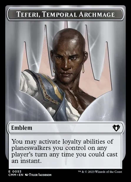 Teferi, Temporal Archmage Emblem, Magic card TCMM 53 — Commander Masters Tokens set