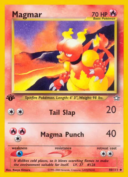 Magmar, Pokémon card NG 40 — Neo Genesis set