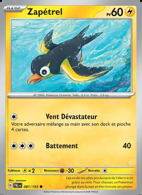 Zapétrel, carte Pokémon PAL 081 — extension Évolutions à Paldea