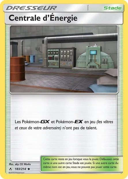 Centrale d’Énergie, carte Pokémon UNB 183 — extension Alliance Infaillible