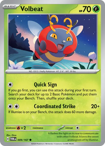 Volbeat, Pokémon card TWM 009 — Twilight Masquerade set