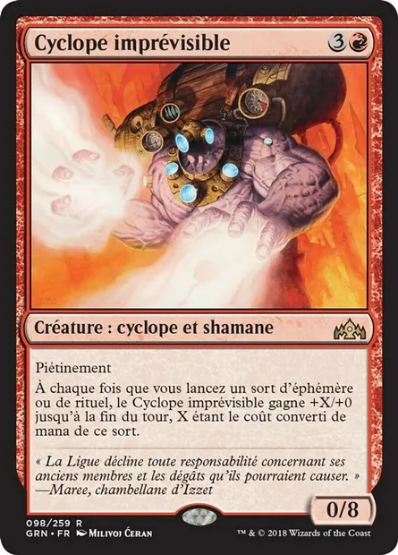 Cyclope imprévisible, carte Magic GRN 98 — extension Les Guildes de Ravnica