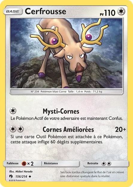 Cerfrousse, carte Pokémon LOT 156 — extension Tonnerre Perdu
