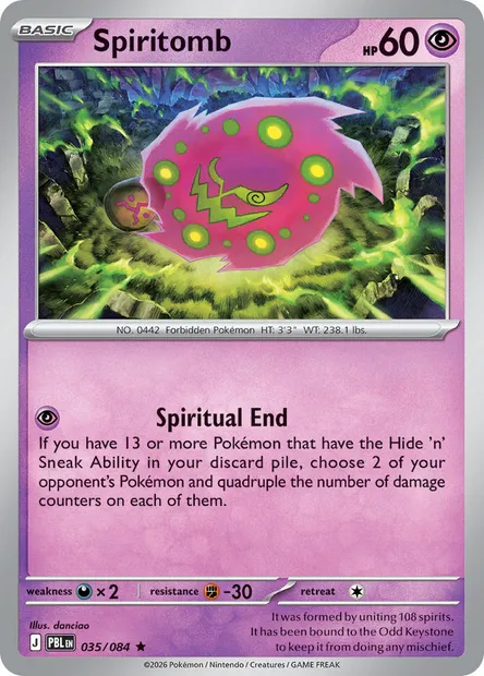 Spiritomb, Pokémon card PBL 035 — Pitch Black set