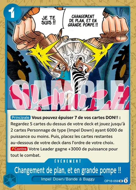 Changement de plan, et en grande pompe !!, carte One Piece OP16-059 — extension L'HEURE DE LA BATAILLE DÉCISIVE
