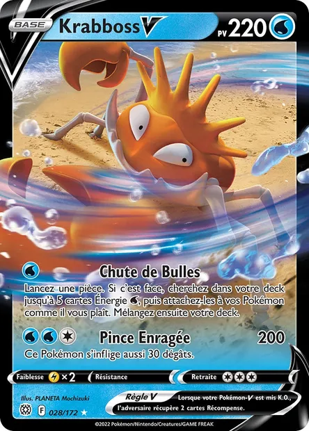 Krabboss V, carte Pokémon BRS 028 — extension Stars Étincelantes