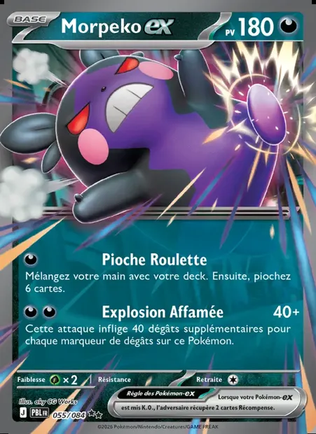 Morpeko-ex, carte Pokémon PBL 055 — extension Nuit Noire