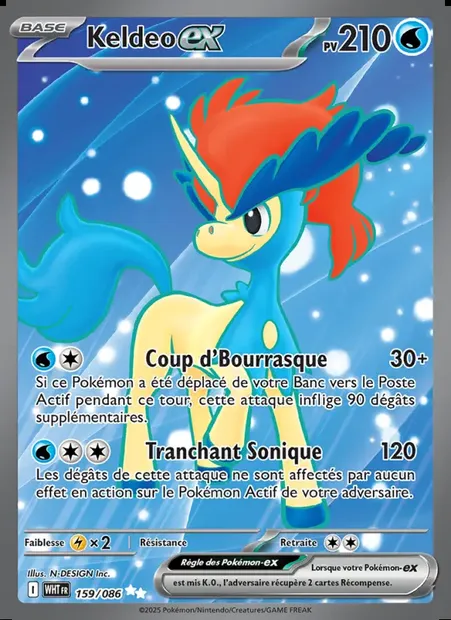 Keldeo-ex, carte Pokémon WHT 159 — extension Flamme Blanche